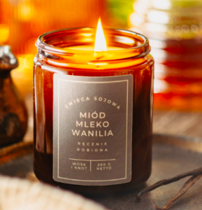Wosk I Knot Świeca Sojowa MLEKO MIÓD WANILIA Limitowana 200ml 35h 