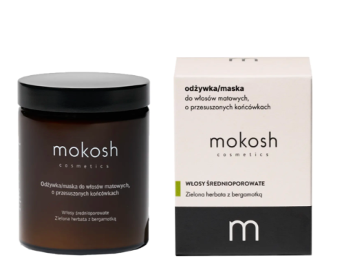Mokosh Odżywka Maska Zielona herbata z bergamotką do włosów matowych o przesuszonych końcówkach 180ml.png